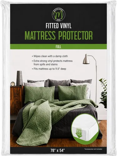 Vista 7 de Home Expressions Protector de colchón de vinilo plástico 4Gauge, estilo sábana bajera, impermeable, transpirable y con protección contra derrames