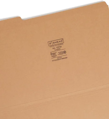Vista 3 de Smead Carpeta de archivos, pestaña reforzada de corte 1/3, tamaño legal, kraft, 100 por caja (15734)