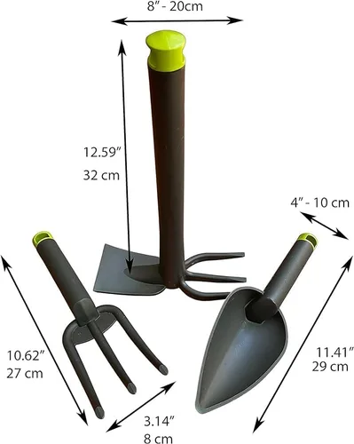 Vista 3 de Juego de herramientas de mano de jardín de 3 piezas - Kit de jardinería - Cultivador, paleta de mano, azada y cultivador de mano, herramientas