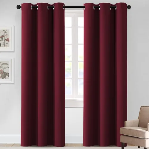Vista 26 de MeilleMaison Cortinas opacas para dormitorio, con aislamiento térmico, oscurecimiento de habitación, cortinas insonorizadas para ventana, cortinas