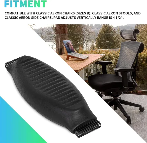 Vista 2 de ECOTRIC Soporte lumbar compatible con Herman Miller Classic Aeron Negro