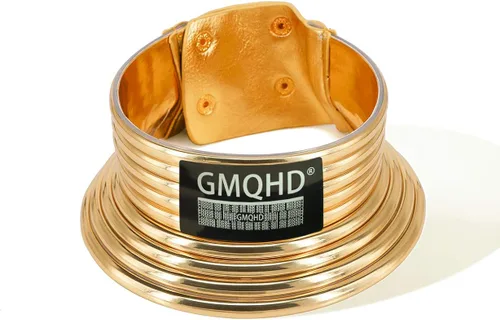 Vista 3 de Gargantilla Gmqhd de oro estilo africano gótico punk egipcio Okoye de resina flexible similar al metal cuero grueso de moda para regalo