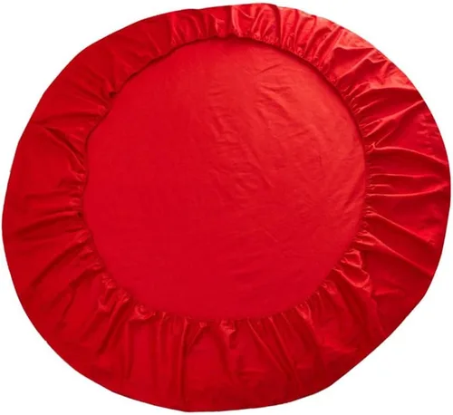 Vista 9 de homozy Cubierta de cama ajustable de cama redonda de color sólido para el hogar del hotel, beige