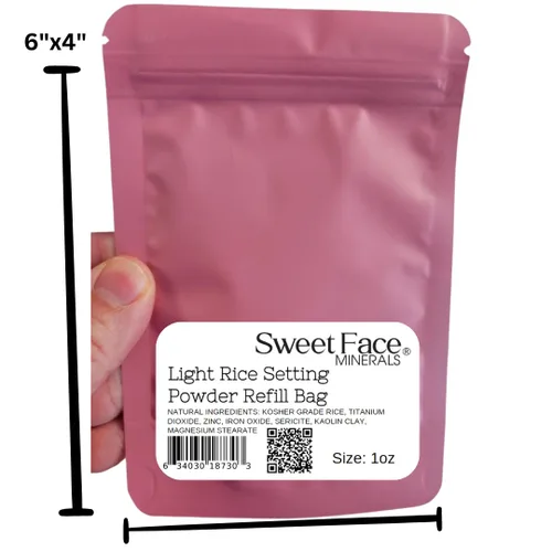 Vista 2 de RICE SETTING POWDER BULK REFILL - Base de maquillaje mineral mate para piel desnuda transparente SPF 20 (1 onza, polvo de arroz claro)