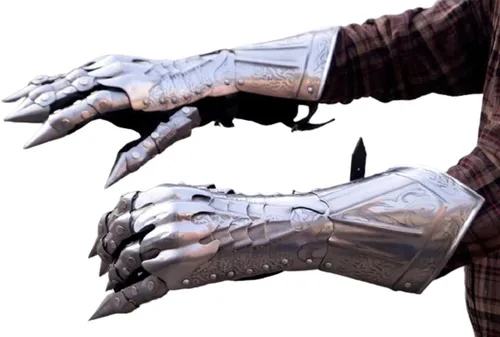 Vista 3 de Carfar Handicrafts - Par de guantes medievales de guantelete de latón con detalles de latón y armadura de caballero cruzado guantes de acero