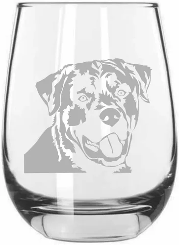 Vista 507 de Shar Pei (chino) - Vaso de vino sin tallo grabado para perro, 15.25 onzas