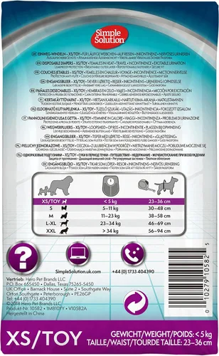 Vista 8 de Simple Solution Pañales para perros desechables, 12 unidades, XS