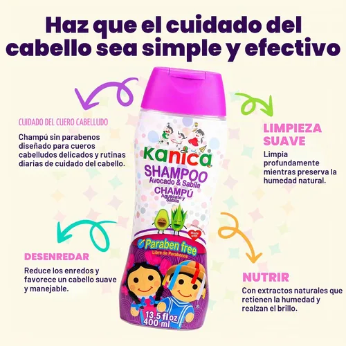 Vista 7 de KANICA Champú de aloe vera y aguacate sin parabenos, limpieza hidratante suave, fórmula natural nutritiva para el cuidado del cabello familiar