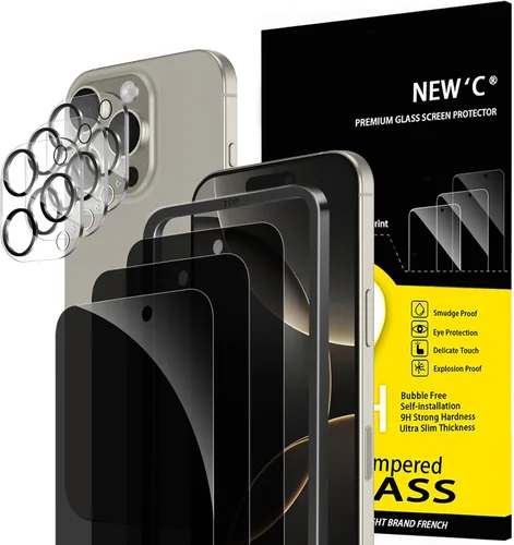 Vista 17 de NEW'C 3x Protector de privacidad para pantalla de iPhone 13 (15,49 cm) + 3x Protector de lente de cámara, protección del sensor, película de vidrio