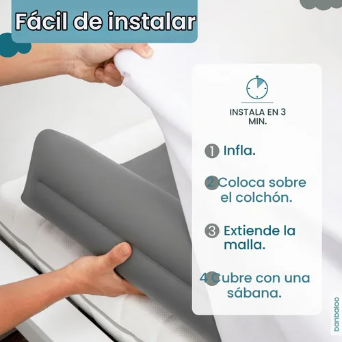 Vista 3 de BANBALOO - Protector de cama inflable para niños - Protección contra caídas infantiles, riel inflable de cama de viaje, para camas plegables