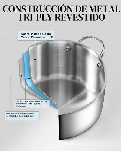 Vista 4 de Cooks Standard Olla para Caldo de Acero Inoxidable Multi-Capa, Olla Holandesa de 7 Cuartos para Cocinar Pasta y Enlatado con Tapa, Olla Profunda