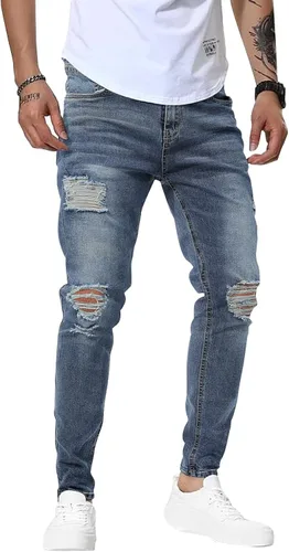Vista 3 de Woenzaia Pantalones de mezclilla ajustados para hombre