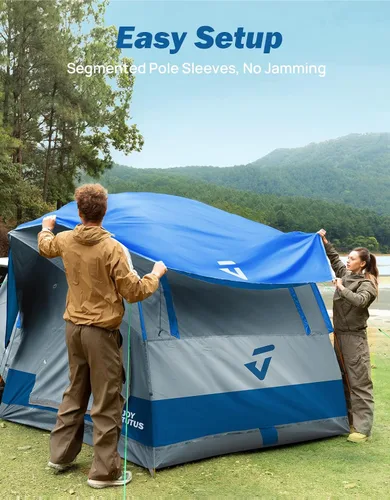 Vista 8 de JOYTUTUS Tienda de campaña SUV para acampar con sombrilla impermeable, diseño de doble puerta, tienda de campaña para auto con postes de aluminio
