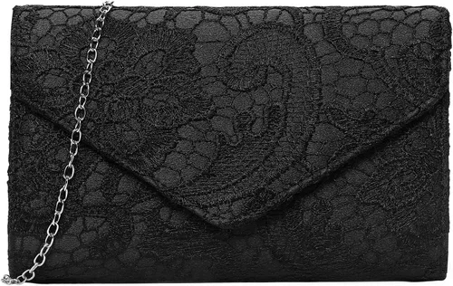 Vista 9 de Bolso de mano de encaje para mujer, bolso cruzado de noche, boda, formal, fiesta, elegante, sobre