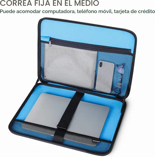 Vista 3 de DOMISO Funda protectora para laptop de 14 pulgadas, a prueba de golpes, impermeable, con asa para MacBook, Dell XPS, HP, Lenovo, ASUS, color negro