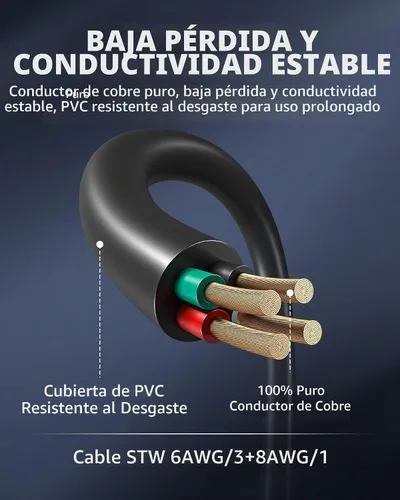 Vista 4 de DEWENWILS Cable de extensión EV RV de 50 amperios, 10 pies, NEMA 14-50P a 14-50R 6/3+8/1 cable de cobre, cable de alimentación EV resistente de Negro