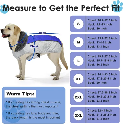 Vista 5 de Petglad Abrigo para perro, impermeable Ripstop, chaqueta de invierno para perros con agujero para correa, suéter de nieve reflectante ajustable