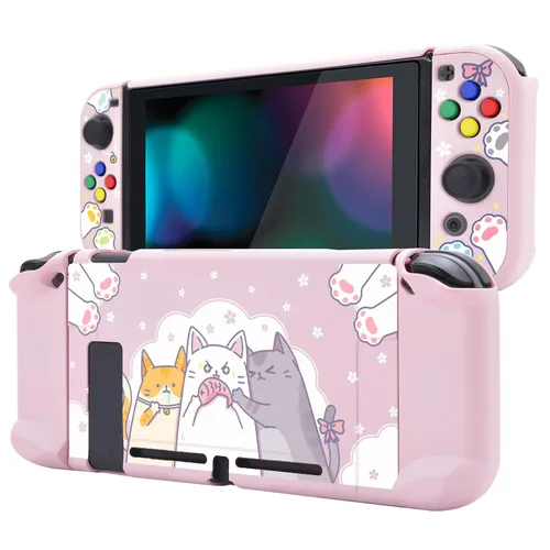 Vista 20 de eXtremeRate PlayVital Back Cover for Nintendo Switch Console, NS Joycon Controller Protector Hard Shell, Dockable Protective Case with Colorful ABXY