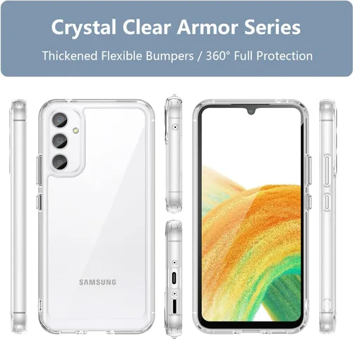 Vista 13 de Funda para Samsung A34 5G, Samsung Galaxy A34 5G, con protector de pantalla de vidrio templado, 4 bolsas de aire integradas, no amarillea, funda