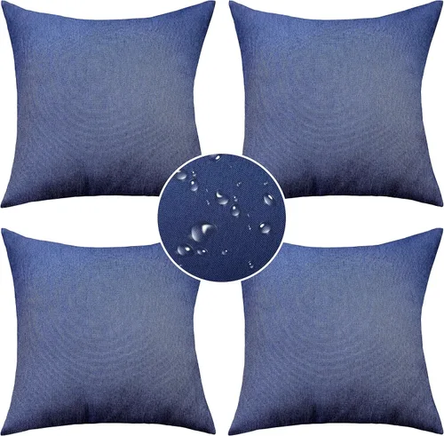 Vista 13 de Demetex Fundas de almohada de exterior impermeables de 16 x 16 pulgadas, fundas de almohada decorativas de lino para sala de estar, balcón y jardín