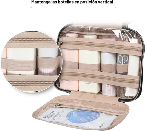 Vista 3 de BAGSMART Neceser de viaje colgante con organizador de maquillaje aprobado por la TSA, bolsa cosmética transparente para artículos de aseo personal