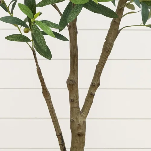 Vista 6 de Nearly Natural 4 ft Artificial Olive Tree in White Decorative Planter