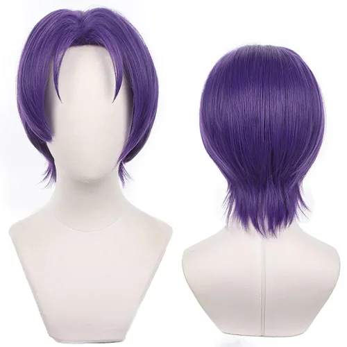 Vista 24 de Pelucas de anime verde oscuro para hombre, peluca corta y recta con flequillo para mujer, peluca COS para Halloween, Navidad, cómic, transmisión