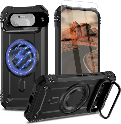 Vista 13 de Funda para Google Pixel 9 Pro XL [protección contra caídas de grado militar de 15 pies] con protector de pantalla y protector de lente, resistente a