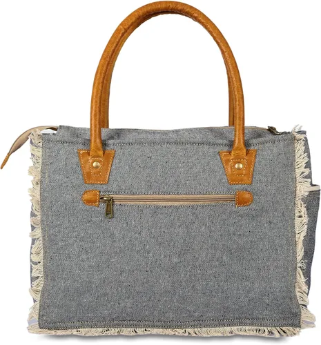 Vista 6 de KPL Sel De Mer Upcycled Canvas and leather Hand Bag Cowhide Tote Bag shopping bag carry on leather bag