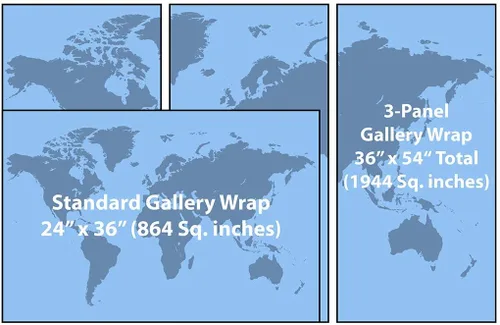 Vista 5 de 3 paneles – Lienzo personalizado Mapa de viaje del mundo ejecutivo con alfileres – Mapa de pared extra grande