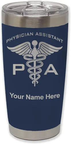 Vista 19 de LaserGram Vaso aislado al vacío de 20 onzas, asistente médico PA, grabado personalizado incluido (negro)