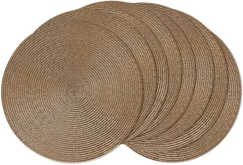 Vista 16 de AHHFSMEI Juego de 6 manteles individuales redondos trenzados de 15 pulgadas para mesas de comedor, tejido natural, resistentes al calor, color beige