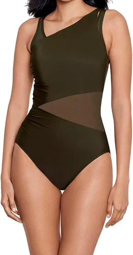 Vista 2 de Miraclesuit Traje de baño de una pieza para mujer Red Azura Mesh Inset Control de abdomen
