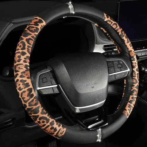 Vista 8 de Fundas para volante de automóvil con estampado de vaca, piel de microfibra transpirable para mujeres y hombres, protector universal de volante