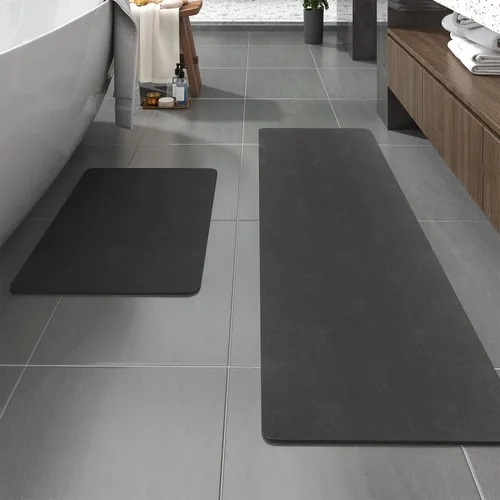 Vista 15 de MontVoo -Tapete de baño-Alfombras de baño delgadas antideslizantes para debajo de la puerta- Superficie de gamuza sintética absorbente, de secado