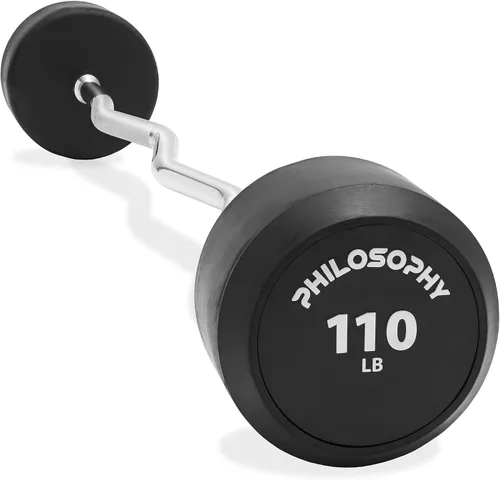 Vista 11 de Philosophy Gym Barra de Mancuerna de Goma Fija, Barra EZ Curl con Peso Precargado para Entrenamiento de Fuerza y Levantamiento de Pesas