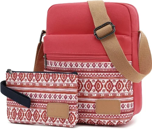 Vista 2 de Leaper - Juego de estuche y cartera bandolera de lona para niñas y mujeres