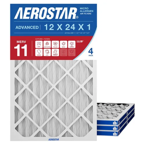 Vista 6 de Aerostar Filtro de aire MERV 8 de 12 x 24 x 1, 4 unidades, tamaño real (11.75 x 23.75 x 0.75), HVAC, aire acondicionado y filtro de horno que