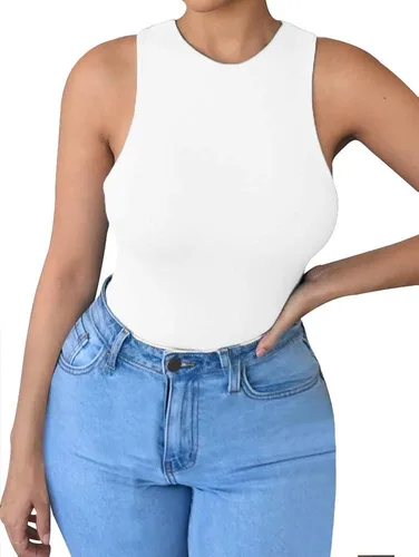 Vista 4 de LCNBA - Body sexy de cuello alto sin mangas para mujer