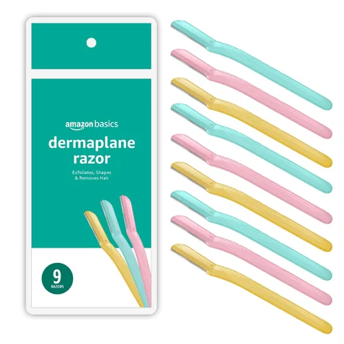Vista 10 de Amazon Basics - Herramienta multiusos de limpieza de cejas y afeitadora facial para mujer, incluye cubierta de cuchilla, multicolor, 3