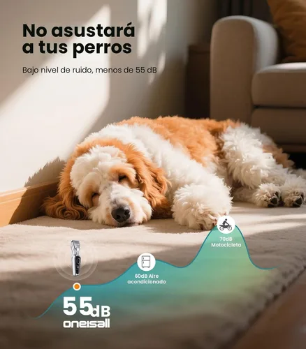 Vista 4 de Oneisall Cortapelos para perros para aseo de pelo grueso, afeitadoras para perros inalámbricas de bajo ruido, kit de aseo de 2 velocidades