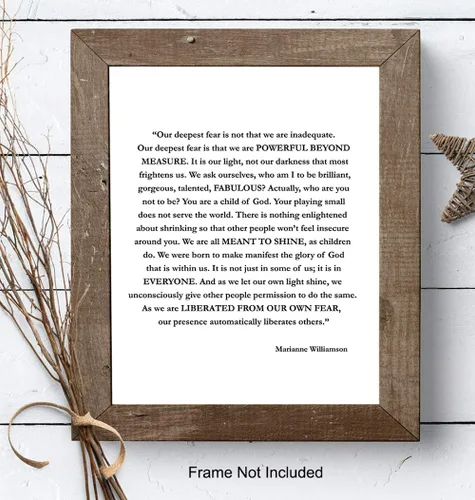 Vista 7 de Marianne Williamson Lámina de Arte de Pared con Cita del Miedo Más Profundo - Perfecta para Oficina y Decoración del Hogar - Es un Gran Regalo