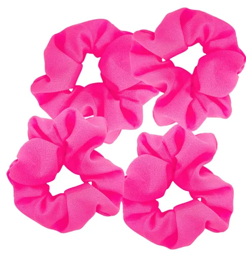 Vista 5 de Bandas elásticas para el cabello de neón, coleteros de color liso verde neón (4 unidades)
