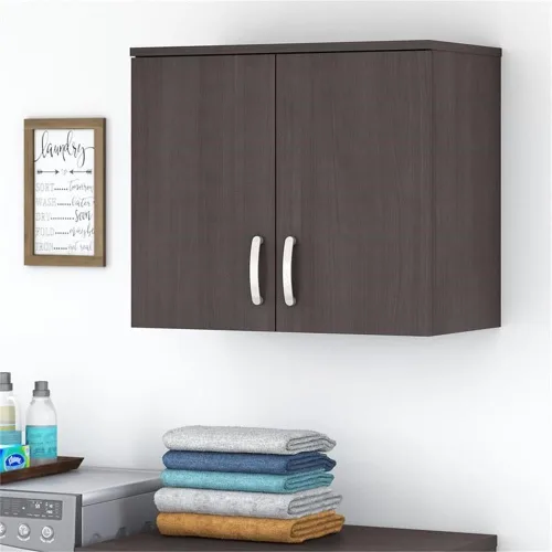 Vista 11 de Bush Business Furniture Armario de pared universal para cuarto de lavado con puertas y estantes, gris platino (LNS428PG-Z)
