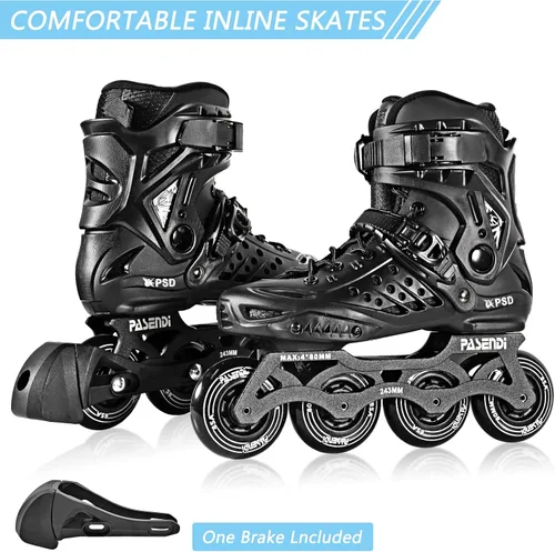Vista 6 de Patines profesionales en línea con ruedas de 0.157 x 3.150 in, patines de una sola fila de fitness para adultos, mujeres y hombres, botas interiores