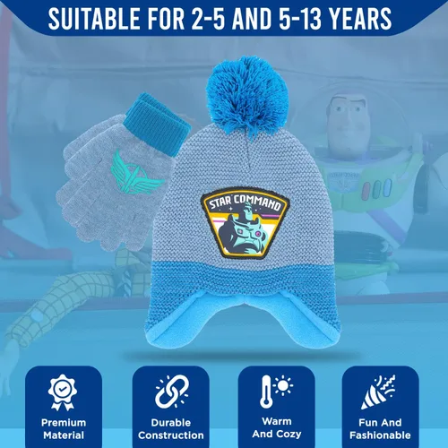 Vista 3 de Toy Story - Bufanda de invierno y guantes de nieve para niños y niñas, juego de 3 piezas, lindo y cálido para exteriores, incluye caja de regalo