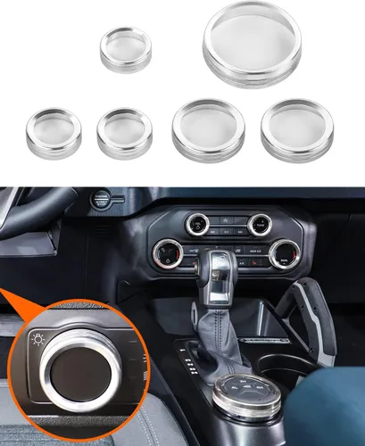 Vista 15 de Savadicar CKT01 Billet - Juegos de molduras de perillas de control de aluminio billet, faros/4WD/HVAC, biseles de anillos de perillas de control
