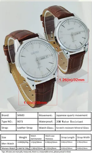 Vista 6 de SKMEI Reloj para hombres de negocios vestido clásico de moda casual negro cuero cuarzo analógico impermeable calendario fecha luz simple relojes