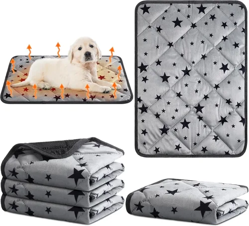 Vista 19 de Namalu Paquete de 4 camas autocalentantes para gatos, alfombrilla térmica para gatos con patrón de estrellas, suave almohadilla térmica para jaula