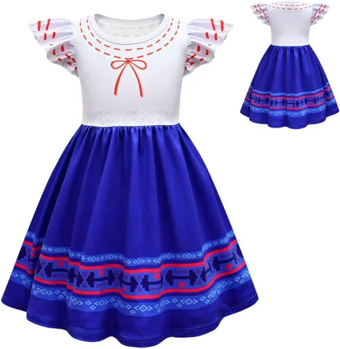 Vista 4 de Disfraz de Luisa para niñas, vestido de Luisa de manga corta con bolsa, trajes de cosplay de Halloween